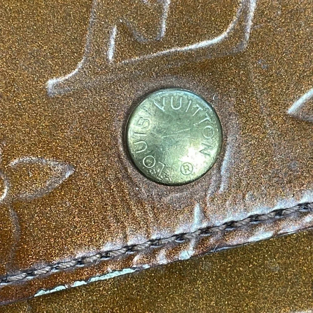 Louis Vuitton Monogram Vernis Greene Cigarette Case Pochette Brown Copper TH0013